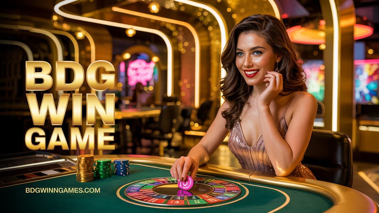 BDG Win Game - Beautiful girl showcasing the gaming platform with golden theme and bonus offers